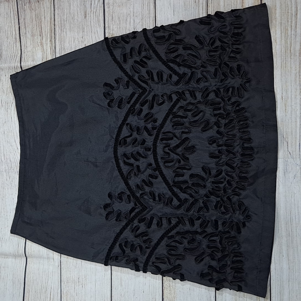 Anthropologie Odille Black Taffeta Skirt